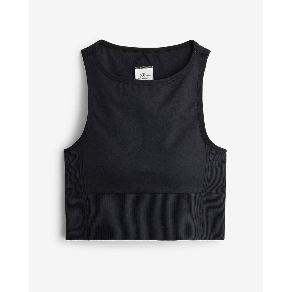 J Crew Active sports bra SculptStretch high-neck longline Black‎ XL